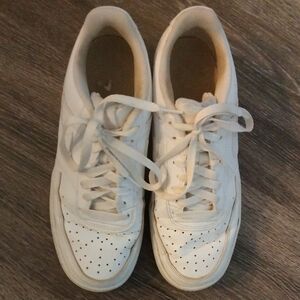 NIKE- Leather White Sneakers Size 8.5